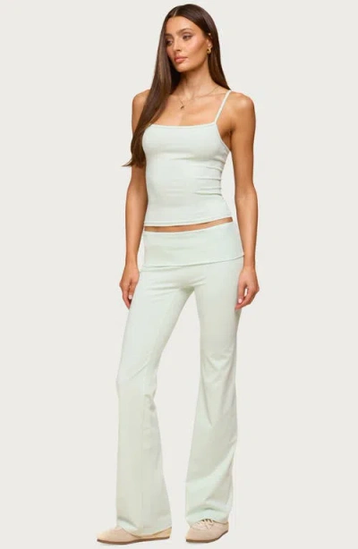 Edikted Oriane Foldover Flared Leggings In Green