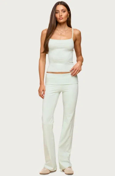 Edikted Oriane Foldover Flared Leggings In Green