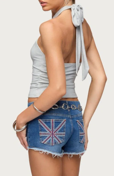Edikted Katalya Glitter Halter Top In Silver