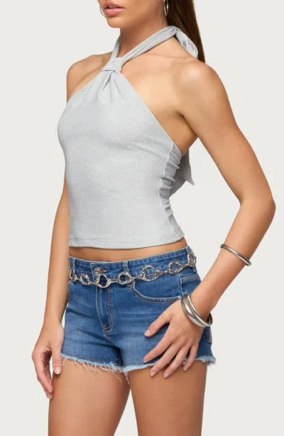 Edikted Katalya Glitter Halter Top In Silver