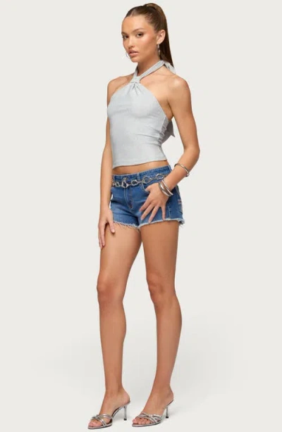 Edikted Katalya Glitter Halter Top In Silver