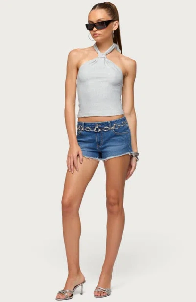 Edikted Katalya Glitter Halter Top In Silver