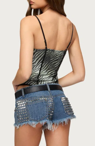 Edikted Minerva Zebra Mesh Bodysuit In Multi