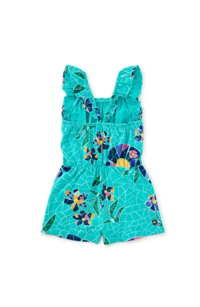 Tea Collection Ruffle Strap Romper In Blue