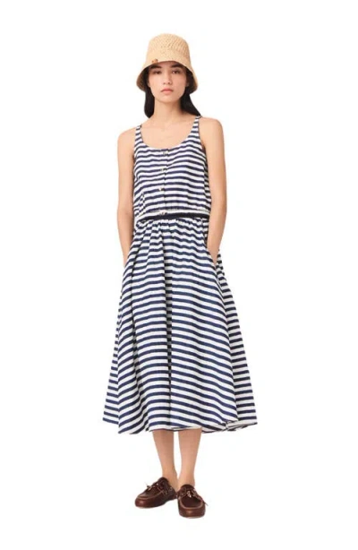 Maje Striped-pattern Button-fastening Top In Blue
