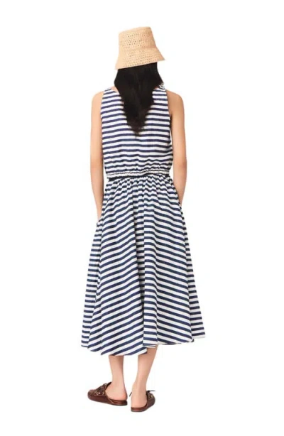 Maje Striped-pattern Button-fastening Top In Blue