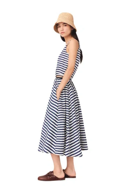 Maje Striped-pattern Button-fastening Top In Blue