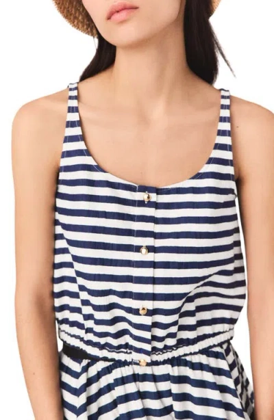 Maje Striped-pattern Button-fastening Top In Blue