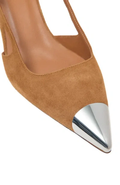 Maje Metallic-toe Suede Pumps In Brown