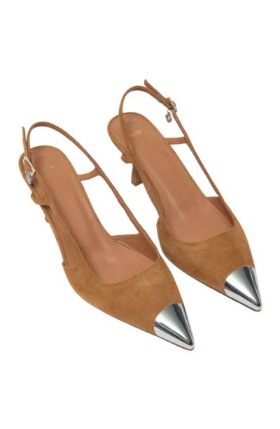 Maje Metallic-toe Suede Pumps In Brown