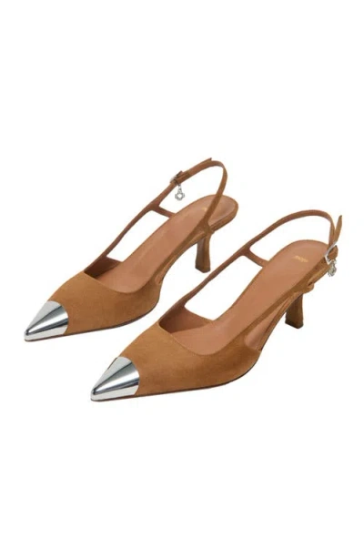 Maje Metallic-toe Suede Pumps In Brown