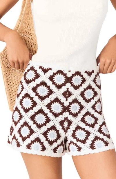 Maje Floral Patterned Crocheted Shorts In Multi