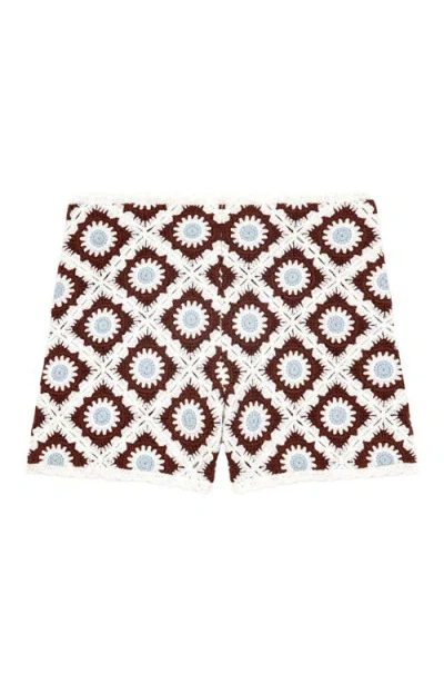 Maje Floral Patterned Crocheted Shorts In Multi