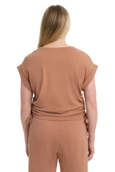 Wilt Round Neck Side Drawstrings Tee In Brown