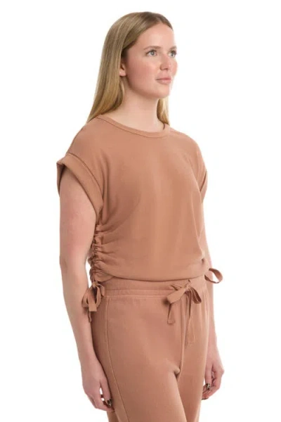 Wilt Round Neck Side Drawstrings Tee In Brown