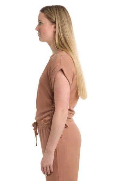 Wilt Round Neck Side Drawstrings Tee In Brown