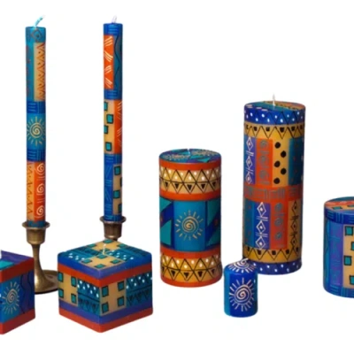 Thumbprint Artifacts African Sky Painted Cube Candle