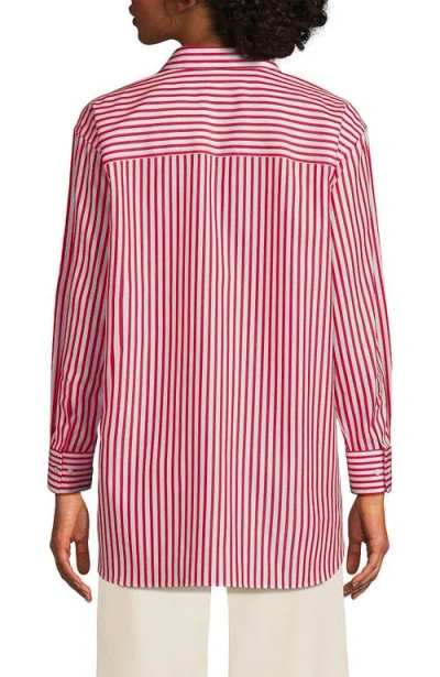 Lands' End No Iron Oversized Poplin Extra Long Tunic In Red