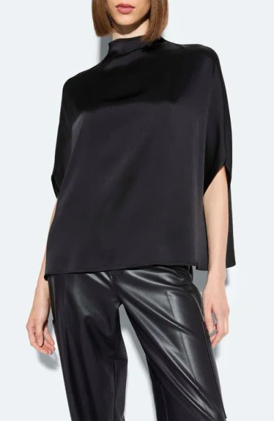 Lapointe Satin Cape Tee In Black