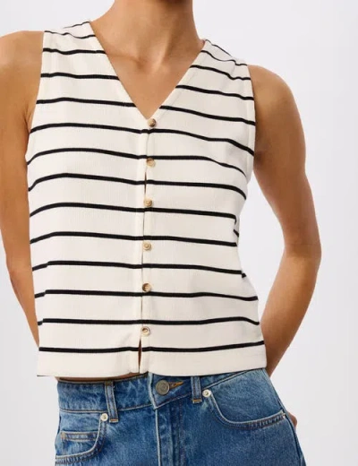 Whistles Stripe Button Front Tank In Multi