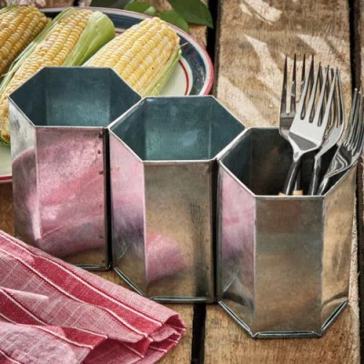 Tag Galvanized Flatware Caddy Galvanized Iron Summer In Silver