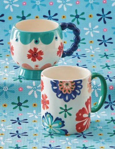 Tag Eclectic Fun Footed Mug Earthenware Multi 18 oz 5.58x3.63x4 In Multi