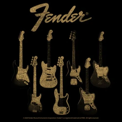 Fender Distressed Guitars Group  Graphic T-shirt In Black