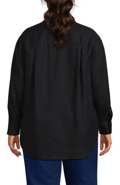 Lands' End Linen Oversized Button Front Shirt In Black