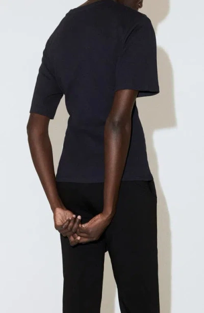 Mango Side Tie Stretch Cotton T-shirt In Multi