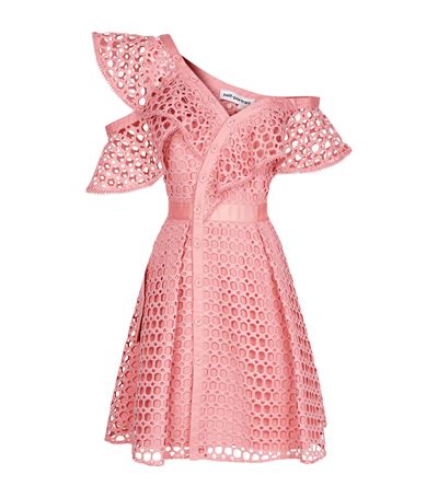 self portrait lace frill mini dress