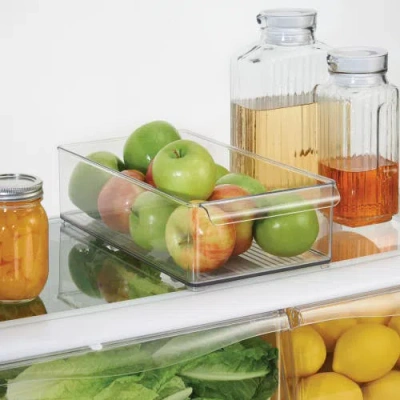 Idesign Large Stackable Fridge Or Freezer Bin With Front Handle In Transparent