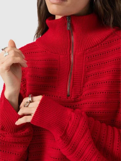 Saint + Sofia Ester Quarter Zip Knit In Red