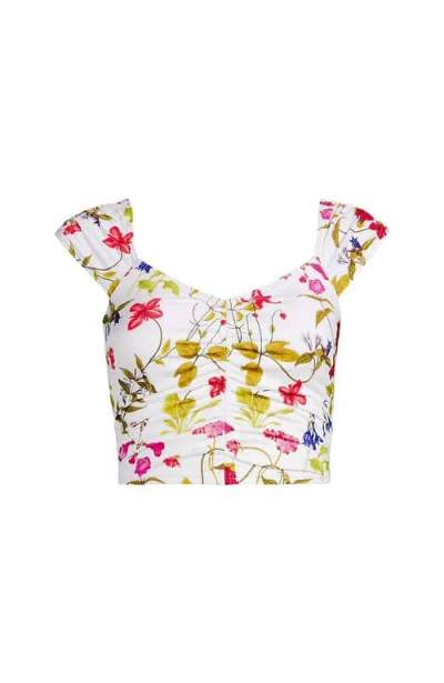 Lands' End Ruched Cap Sleeve Tankini Top In Multi