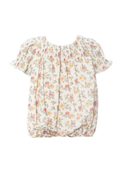 Mabel + Honey Audrey Flutter Sleeve Romper In Multi
