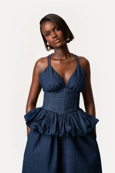 Ofuure Adele Peplum Top In Blue