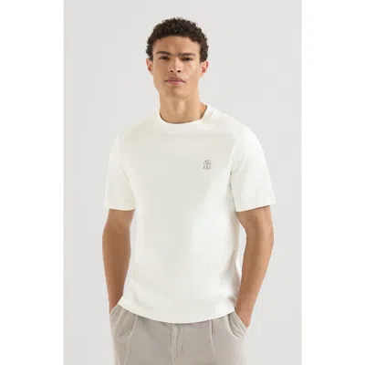 Brunello Cucinelli Cotton Jersey Crew Neck T-shirt With Logo In White