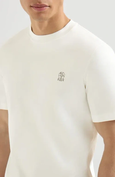 Brunello Cucinelli Cotton Jersey Crew Neck T-shirt With Logo In White