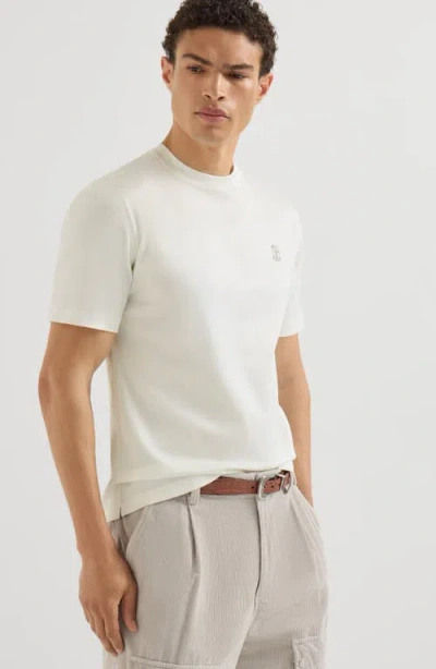 Brunello Cucinelli Cotton Jersey Crew Neck T-shirt With Logo In White
