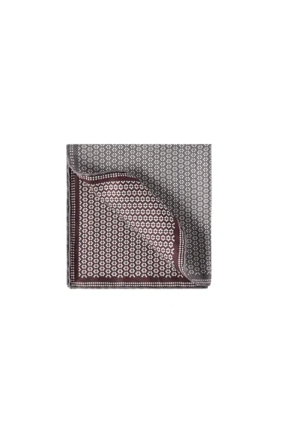 Brunello Cucinelli Silk Geometric Pattern Pocket Square In Brown