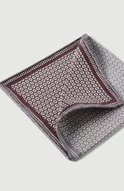 Brunello Cucinelli Silk Geometric Pattern Pocket Square In Brown
