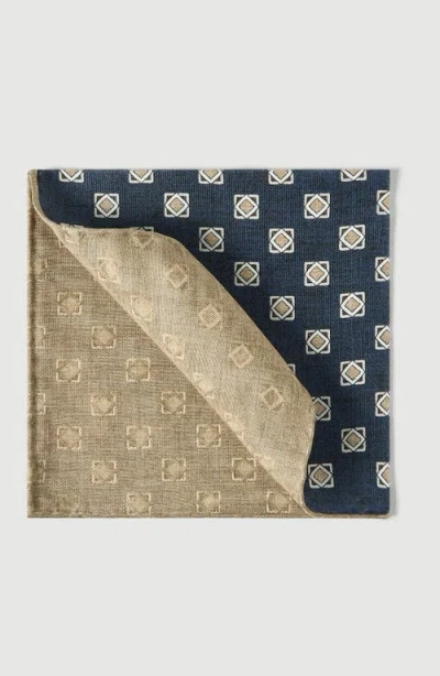 Brunello Cucinelli Silk Geometric-pattern Pocket Square In Blue