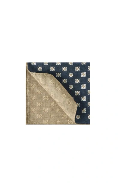 Brunello Cucinelli Silk Geometric-pattern Pocket Square In Blue
