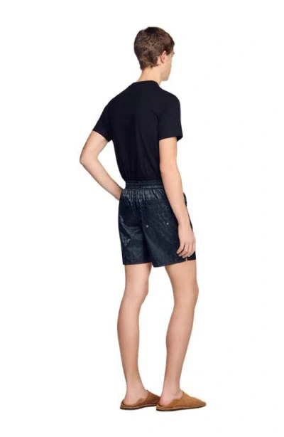 Sandro Drawstring-fastening Patterned Swim Shorts In Gray