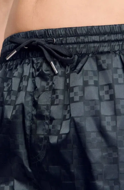 Sandro Drawstring-fastening Patterned Swim Shorts In Gray