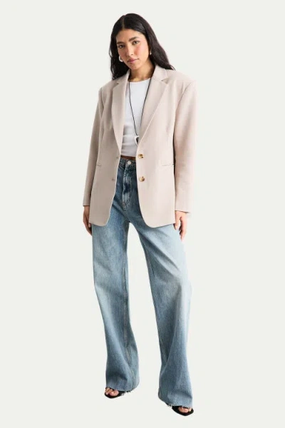 Warehouse Oversized Single Breasted Blazer In Neutral