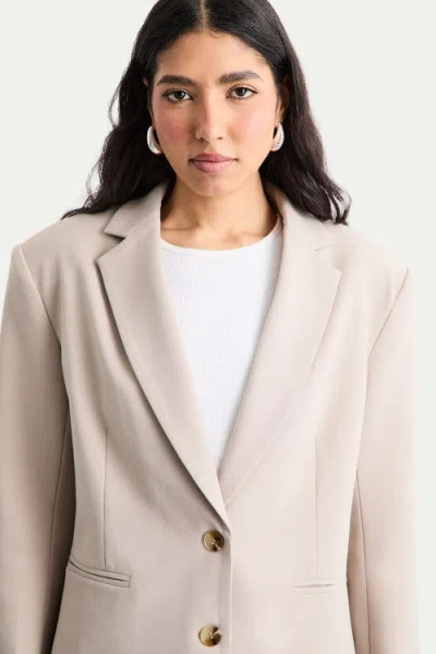 Warehouse Oversized Single Breasted Blazer In Neutral