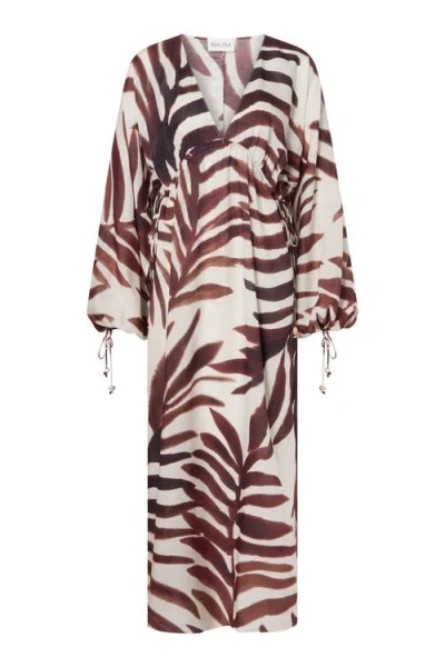 Malina Joseline Sheer Drawstring Maxi Kaftan In Multi