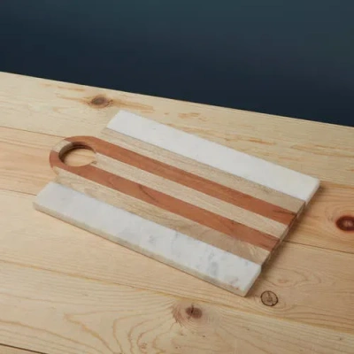 Be Home Moa Marble & Wood Rectangular Board In Gray