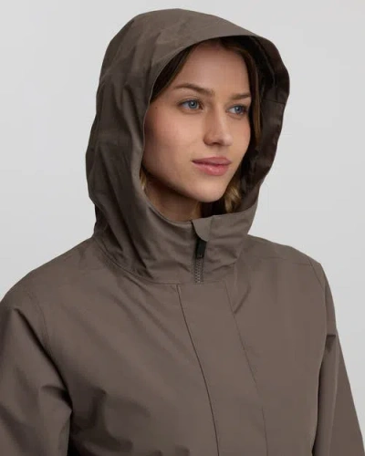 Tentree Nimbus Long Rain Jacket In Brown