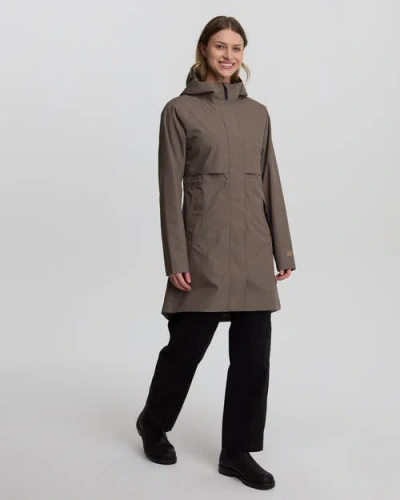Tentree Nimbus Long Rain Jacket In Brown